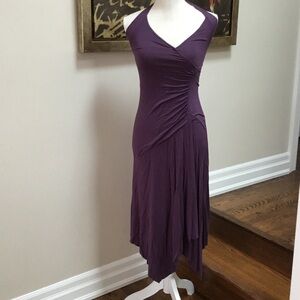 Purple Ruched Halter Dress